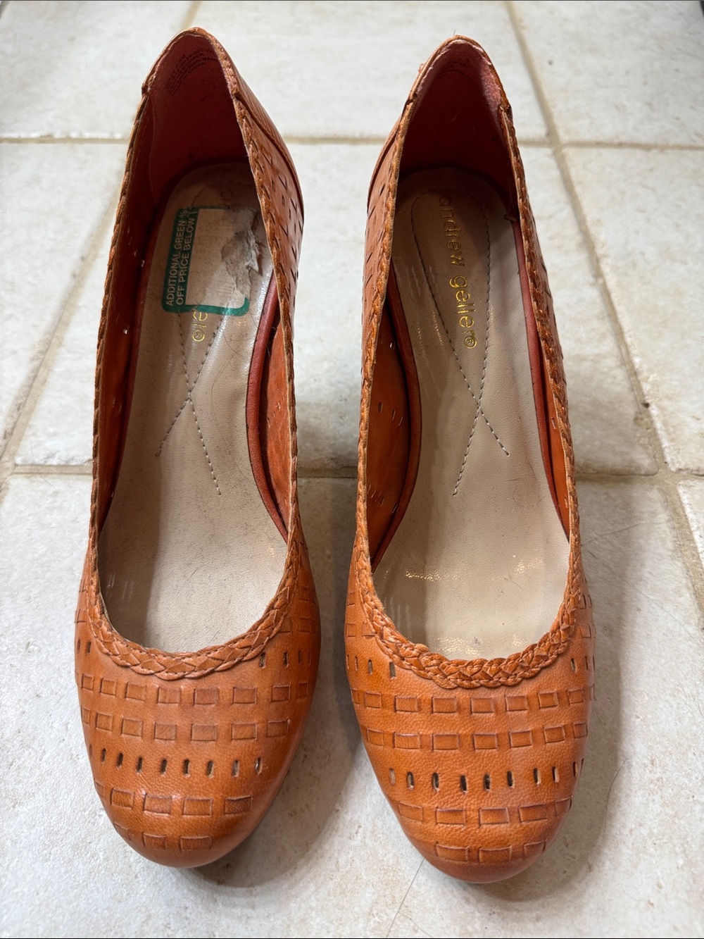 comfort plus by Predictions Cognac Woven Braided Trim Flats